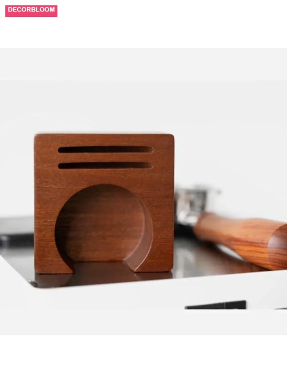 Espresso Filter & Puck Screen Holder, Solid Sapele Wood Coffee Organizer for